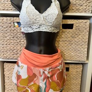 Floral Shorts - White and Orange